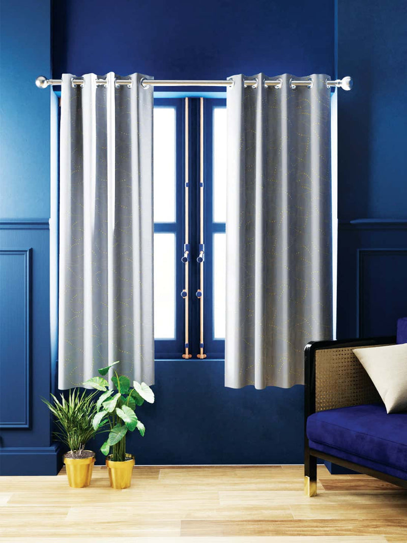 100% Blackout Thermal Insulated Noise Reducing Eyelet Curtain <small> (abstract-cool grey)</small>