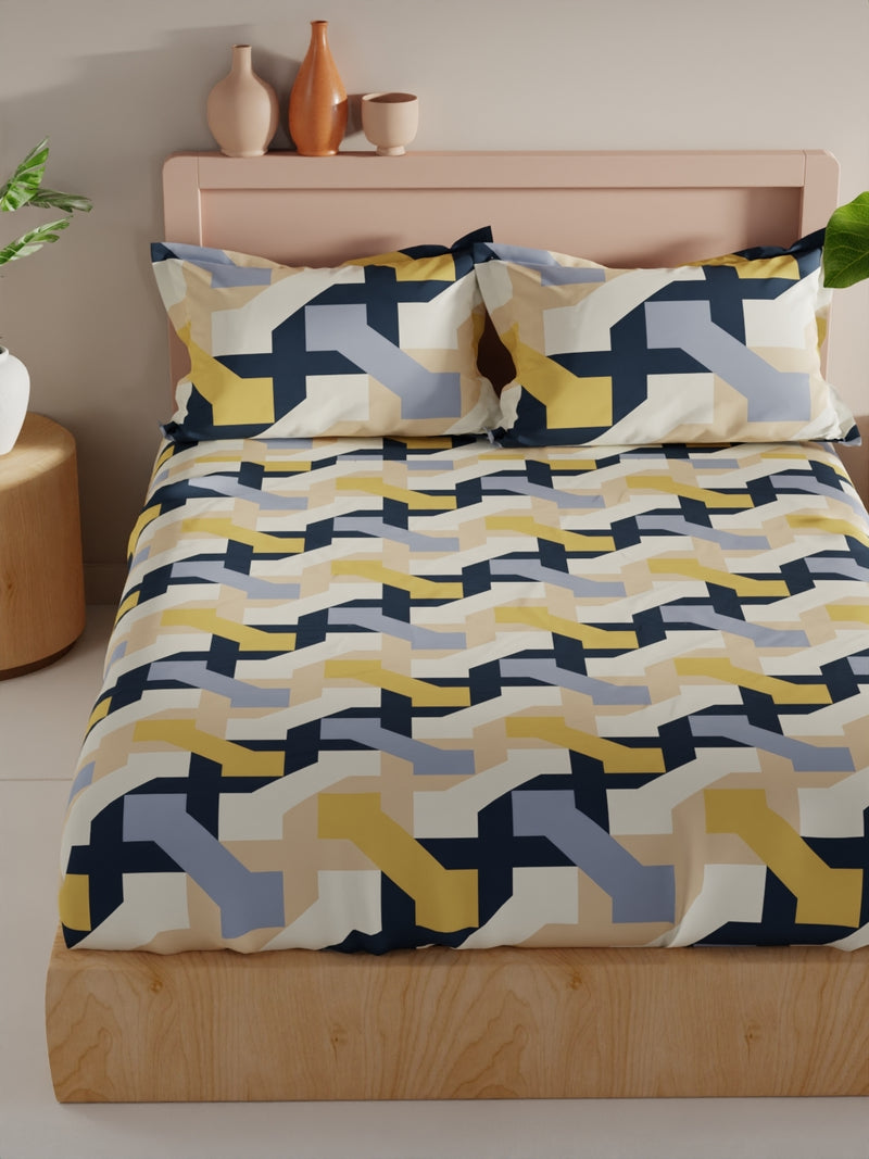 Bamboo Micro King Bedsheet With 2 Pillow Covers <small> (geometric-multi)</small>