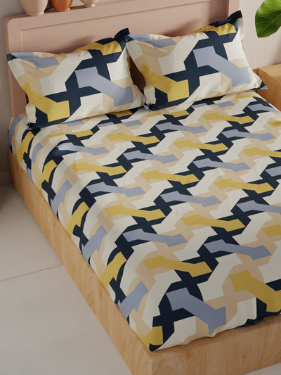 Bamboo Micro King Bedsheet With 2 Pillow Covers <small> (geometric-multi)</small>