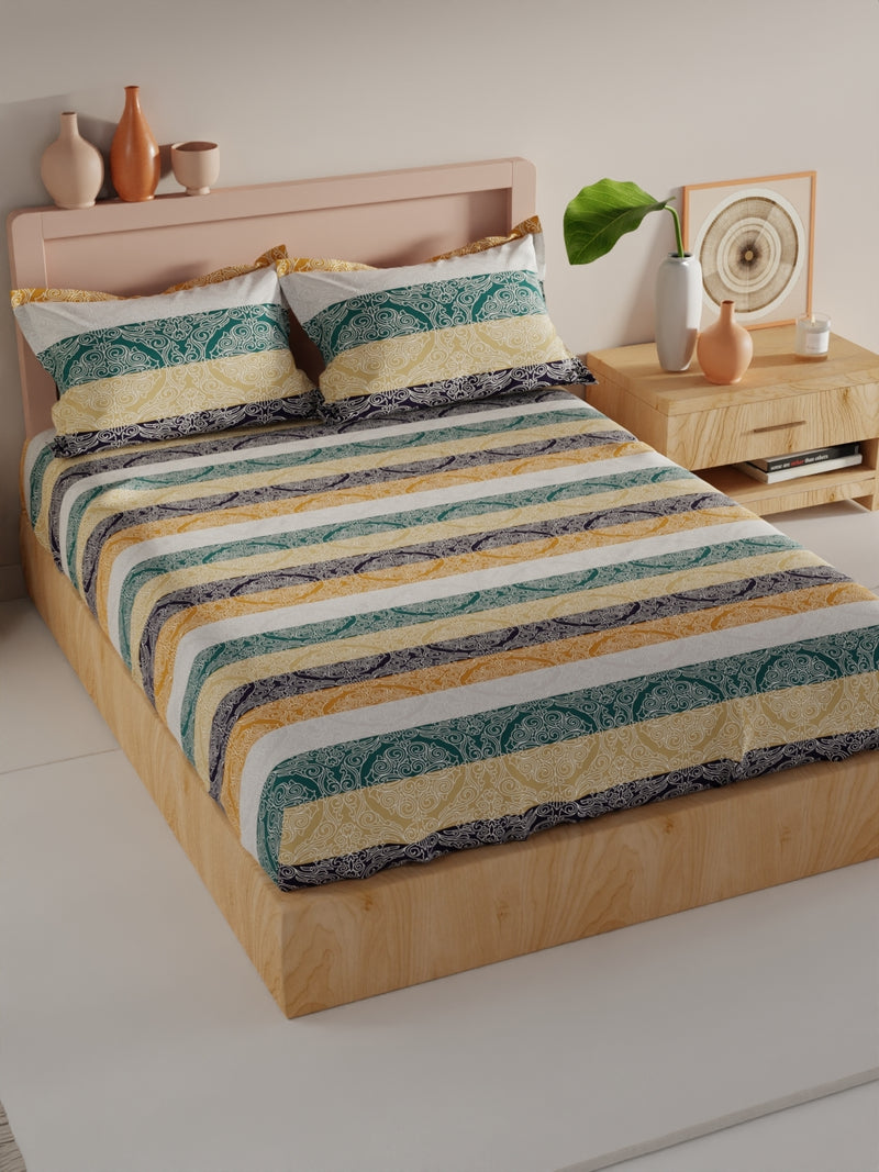 Bamboo Micro King Bedsheet With 2 Pillow Covers <small> (abstract-multi)</small>