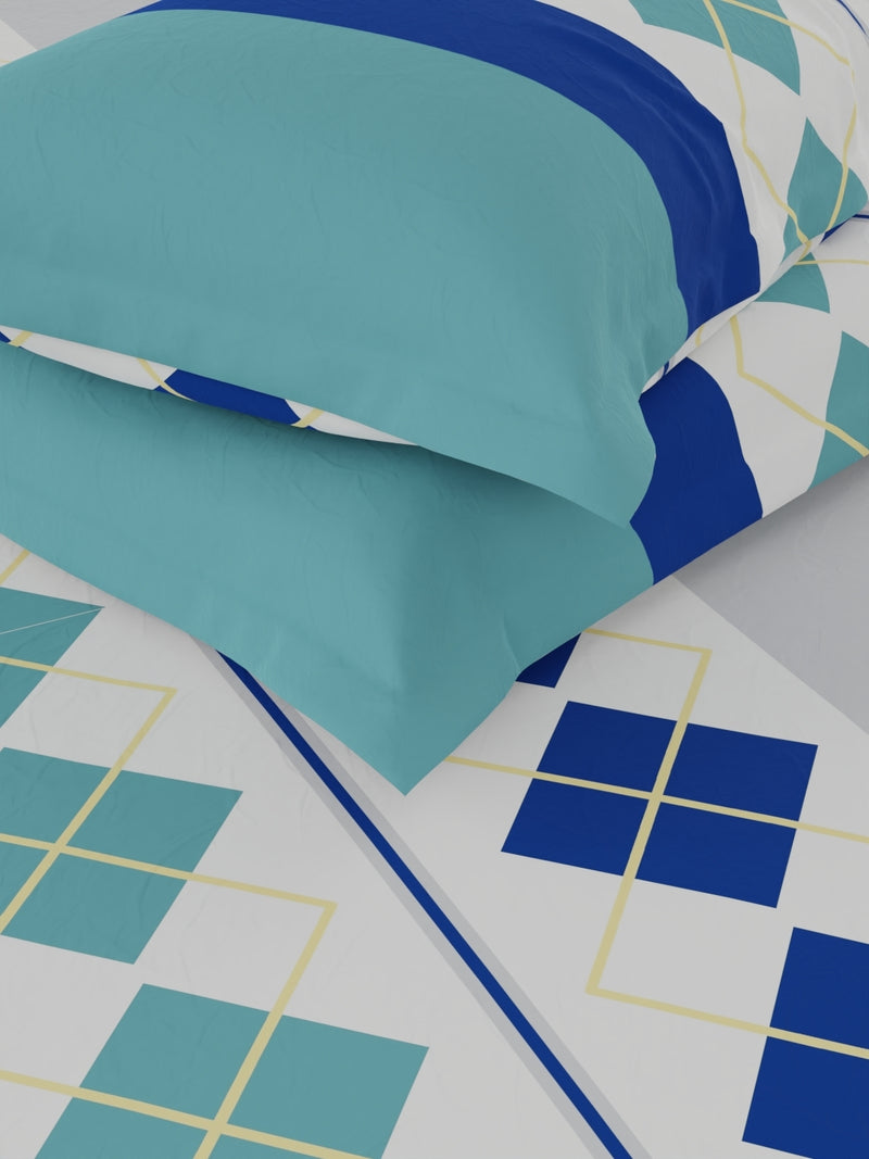 Extra Smooth Micro Double Bedsheet With 2 Pillow Covers <small> (geometric-turq/multi)</small>