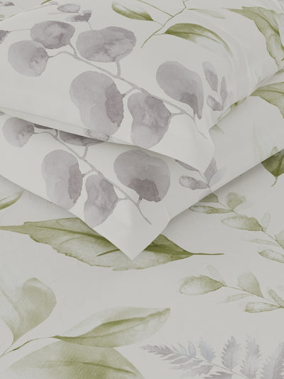 Extra Smooth Micro Double Bedsheet With 2 Pillow Covers <small> (floral-white/olive)</small>