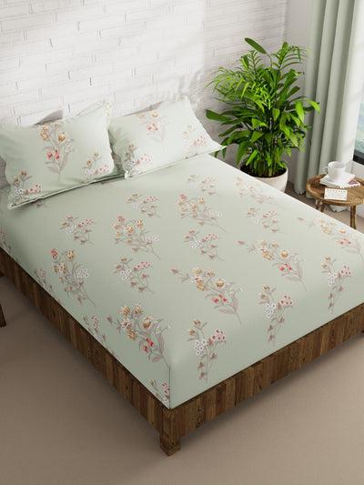 Extra Smooth Micro Double Bedsheet With 2 Pillow Covers <small> (floral-springgreen)</small>