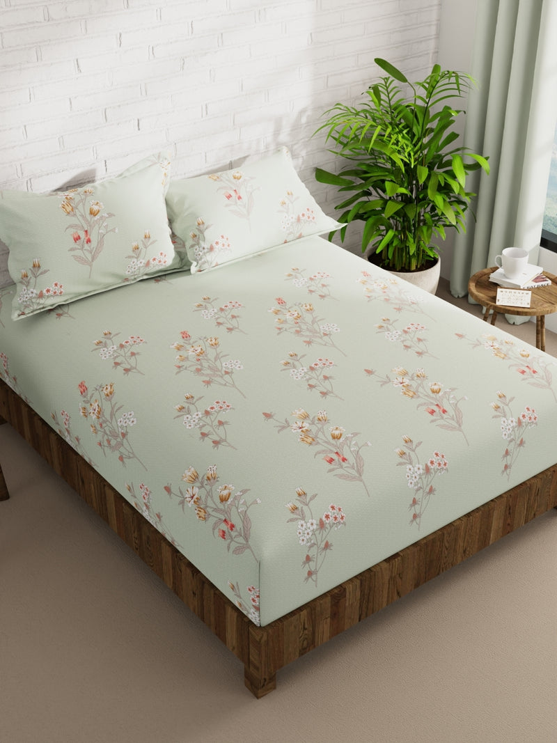 Extra Smooth Micro Double Bedsheet With 2 Pillow Covers <small> (floral-springgreen)</small>