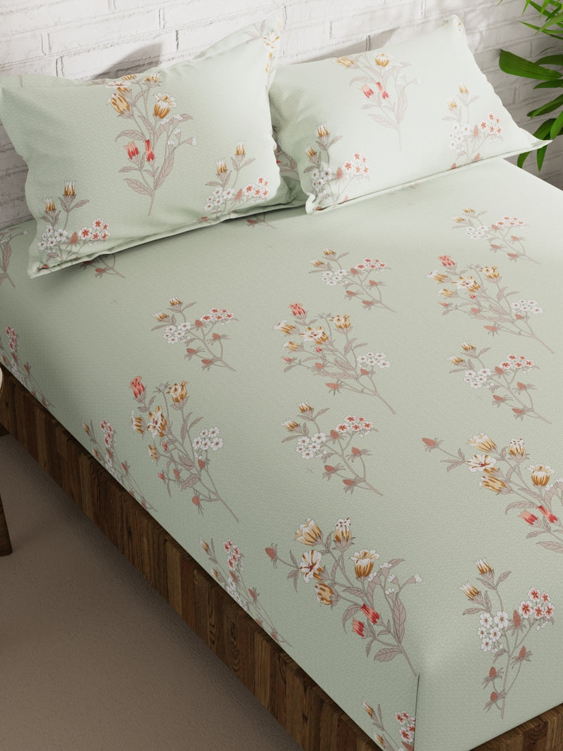 Extra Smooth Micro Double Bedsheet With 2 Pillow Covers <small> (floral-springgreen)</small>