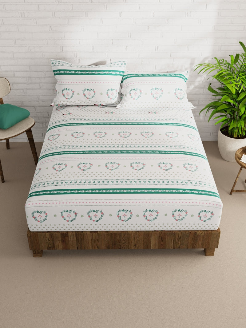 Extra Smooth Micro Double Bedsheet With 2 Pillow Covers <small> (floral-white/multi)</small>