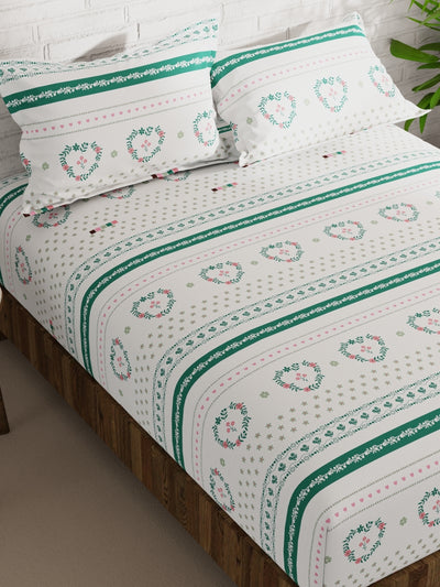 Extra Smooth Micro Double Bedsheet With 2 Pillow Covers <small> (floral-white/multi)</small>