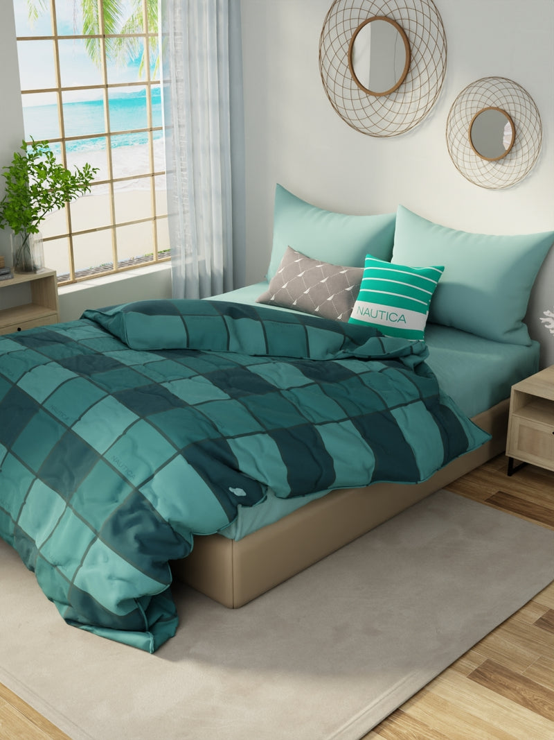 Designer 100% Satin Cotton Comforter For All Weather <small> (stripe-green)</small>