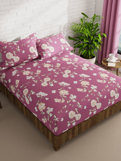 Extra Smooth Micro Double Bedsheet With 2 Pillow Covers <small> (floral-pink)</small>