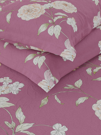 Extra Smooth Micro Double Bedsheet With 2 Pillow Covers <small> (floral-pink)</small>