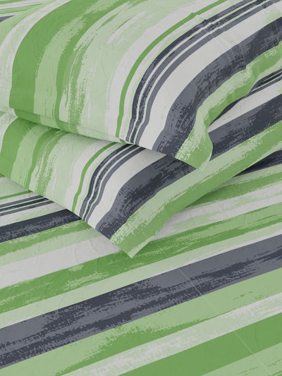 Extra Smooth Cotton Double Bedsheet With 2 Pillow Covers <small> (stripe-lime/green)</small>