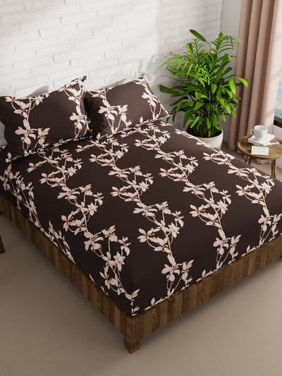 Extra Smooth Micro Double Bedsheet With 2 Pillow Covers <small> (floral-brown/multi)</small>