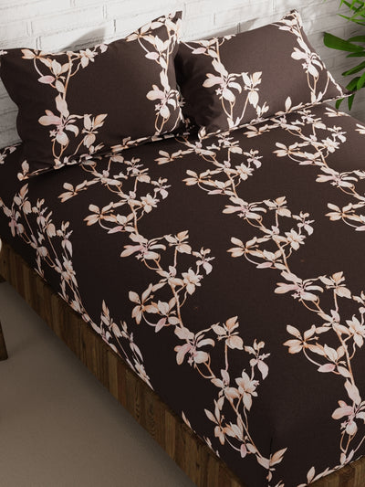 Extra Smooth Micro Double Bedsheet With 2 Pillow Covers <small> (floral-brown/multi)</small>