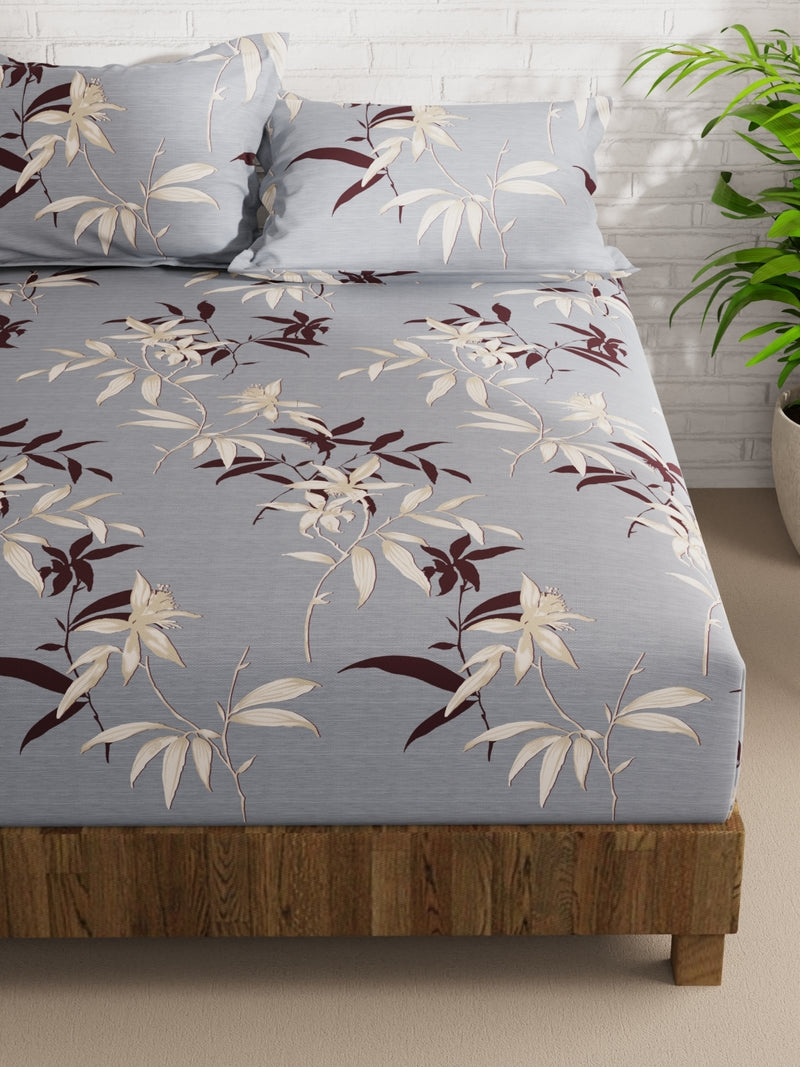 Extra Smooth Micro Double Bedsheet With 2 Pillow Covers <small> (floral-blue)</small>