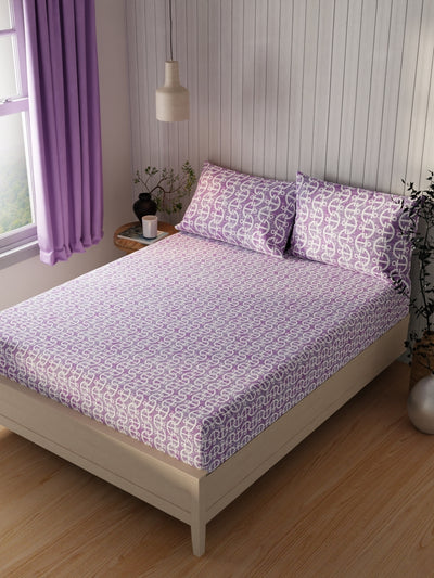 Extra Smooth Cotton Double Bedsheet With 2 Pillow Covers <small> (ornamental-lilac)</small>