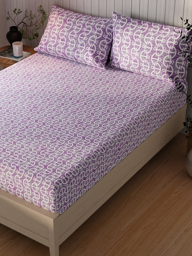 Extra Smooth Cotton Double Bedsheet With 2 Pillow Covers <small> (ornamental-lilac)</small>