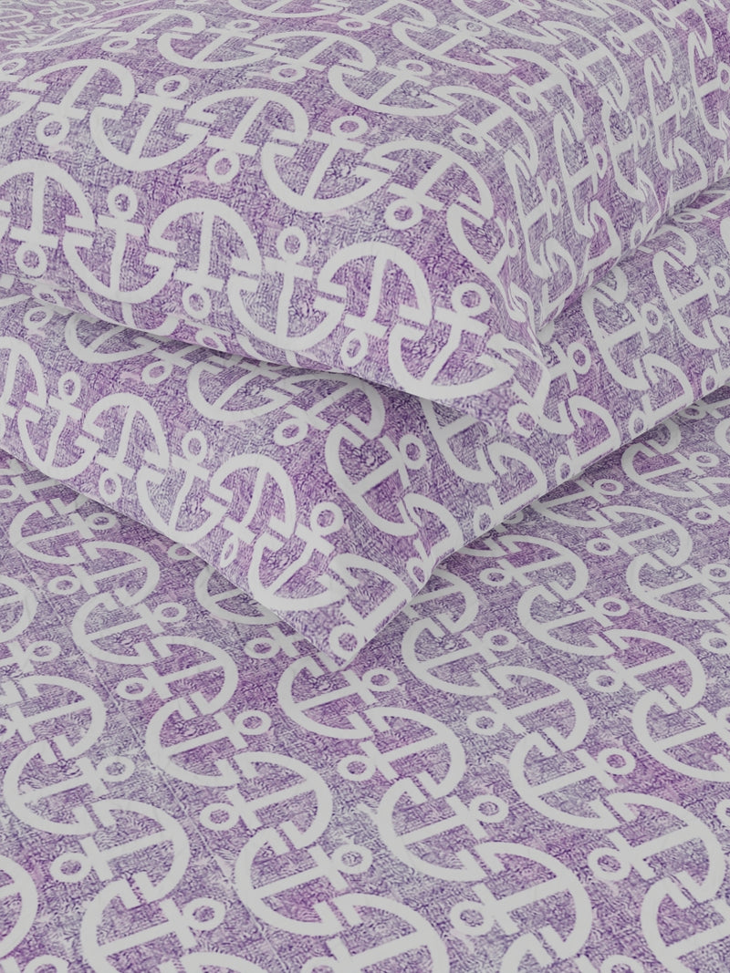 Extra Smooth Cotton Double Bedsheet With 2 Pillow Covers <small> (ornamental-lilac)</small>