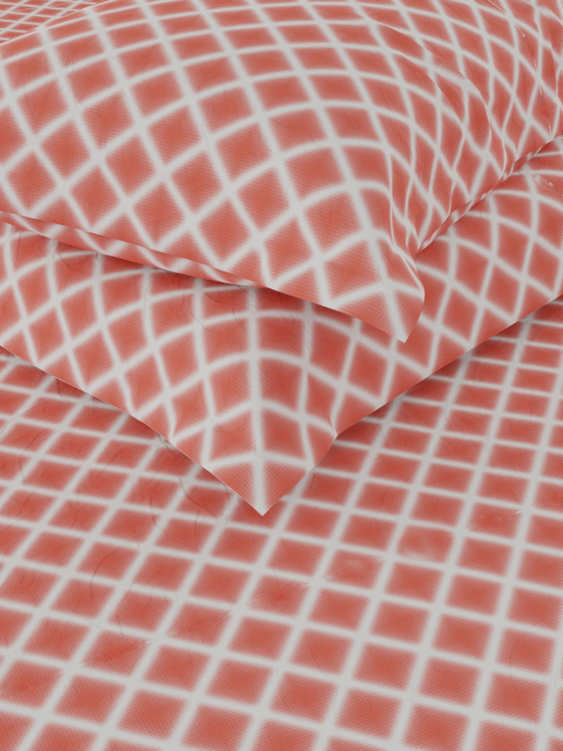 Extra Smooth Cotton Double Bedsheet With 2 Pillow Covers <small> (geometric-red)</small>