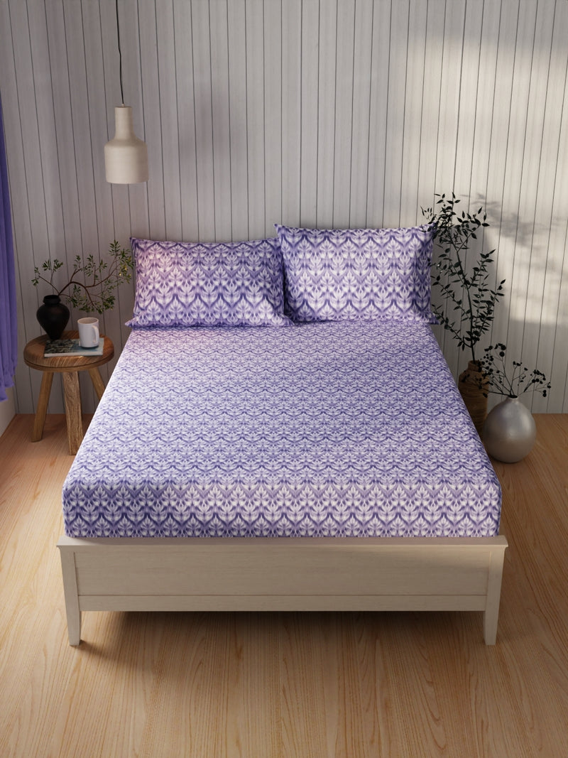 Extra Smooth Cotton Double Bedsheet With 2 Pillow Covers <small> (abstract-lilac)</small>