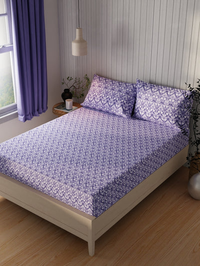 Extra Smooth Cotton Double Bedsheet With 2 Pillow Covers <small> (abstract-lilac)</small>