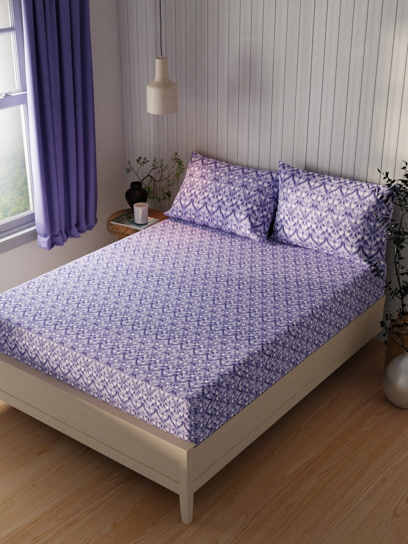 Extra Smooth Cotton Double Bedsheet With 2 Pillow Covers <small> (abstract-lilac)</small>