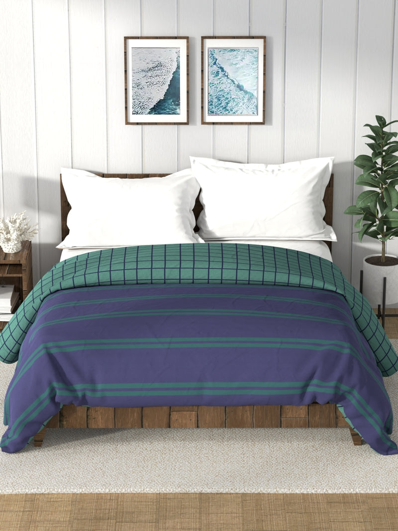 Super Soft 100% Cotton Fabric Comforter For All Weather <small> (checks-blue/green)</small>