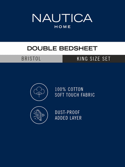 Super Soft 100% Cotton King Bedsheet And 2 Pillow Covers <small> (checks-steelgrey)</small>