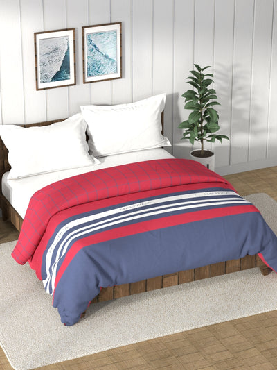 Super Soft 100% Cotton Fabric Comforter For All Weather <small> (stripe-red/blue)</small>