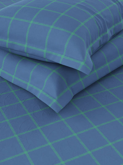 Super Soft 100% Cotton King Bedsheet And 2 Pillow Covers <small> (stripe-green/navy)</small>