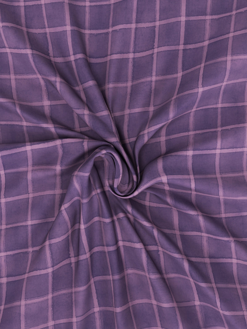 Super Soft 100% Cotton King Bedsheet And 2 Pillow Covers <small> (checks-purple)</small>