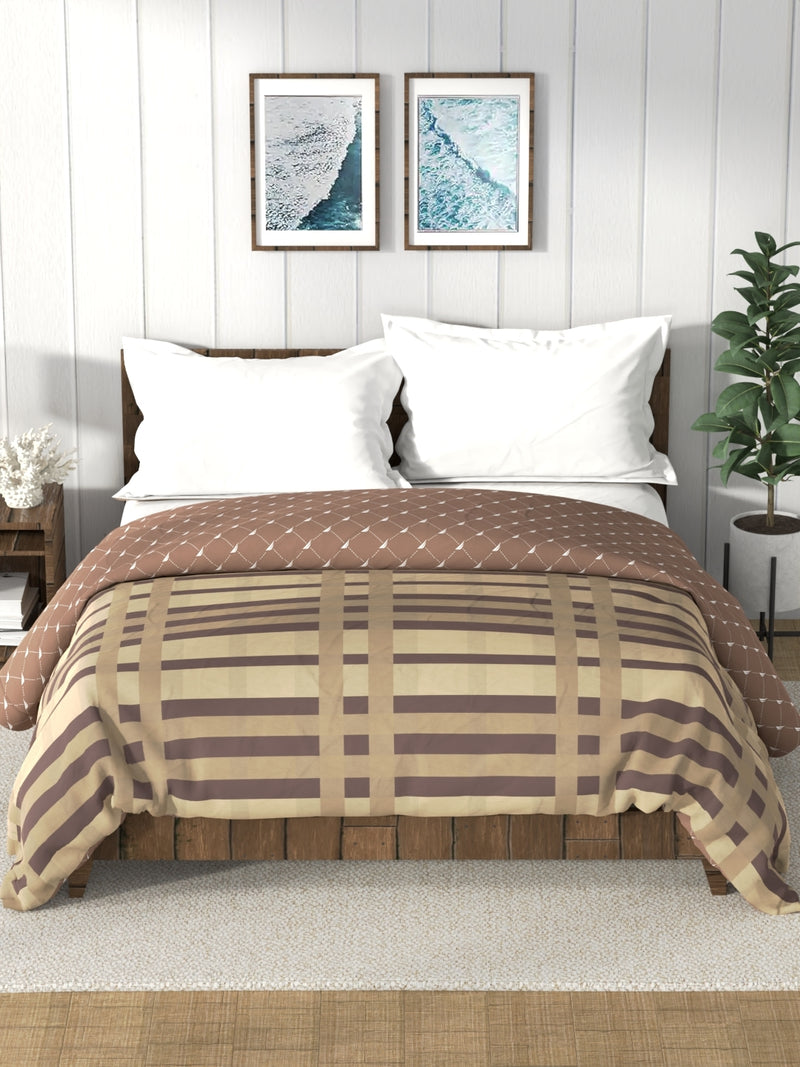 Super Soft 100% Cotton Fabric Comforter For All Weather <small> (stripe-brown/beige)</small>