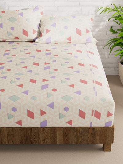 Extra Smooth Micro Double Bedsheet With 2 Pillow Covers <small> (geometric-blush/multi)</small>