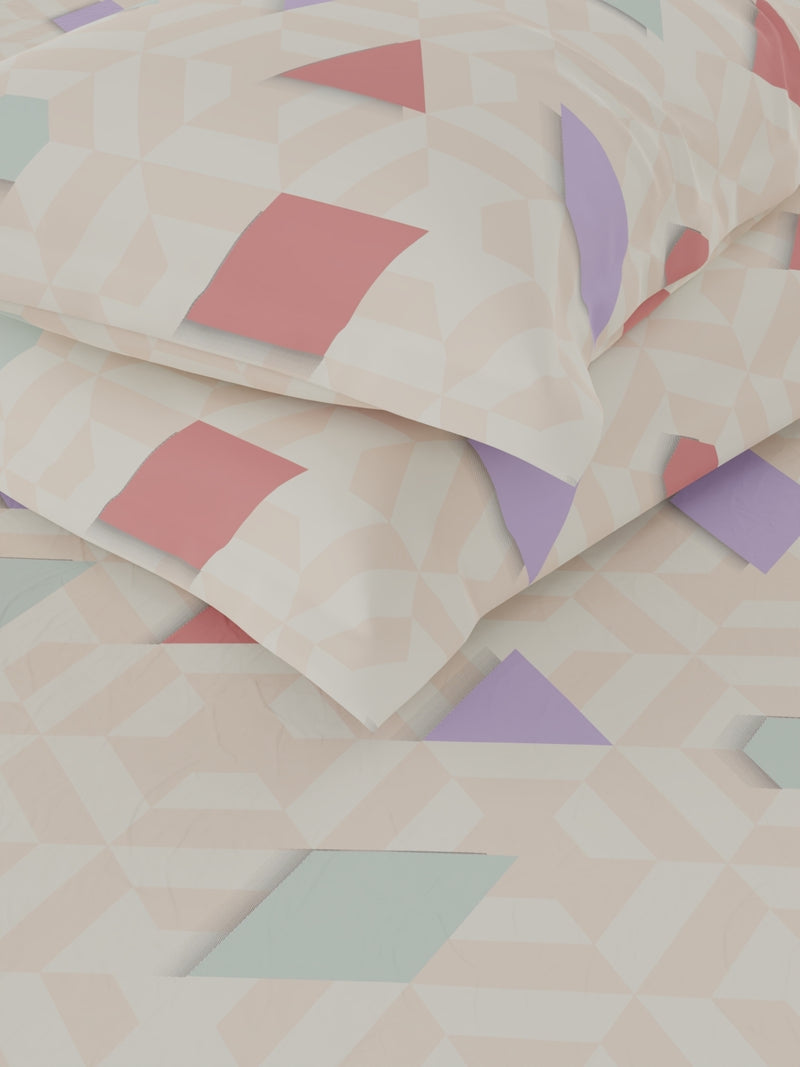 Extra Smooth Micro Double Bedsheet With 2 Pillow Covers <small> (geometric-blush/multi)</small>