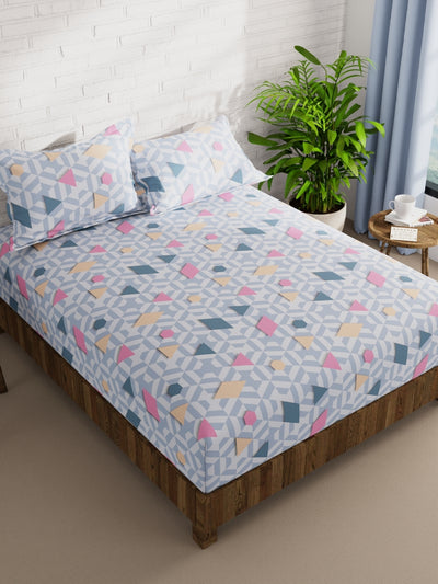 Extra Smooth Micro Double Bedsheet With 2 Pillow Covers <small> (geometric-grey/multi)</small>