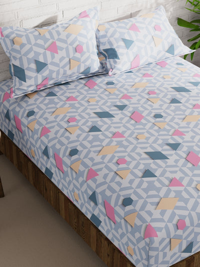 Extra Smooth Micro Double Bedsheet With 2 Pillow Covers <small> (geometric-grey/multi)</small>