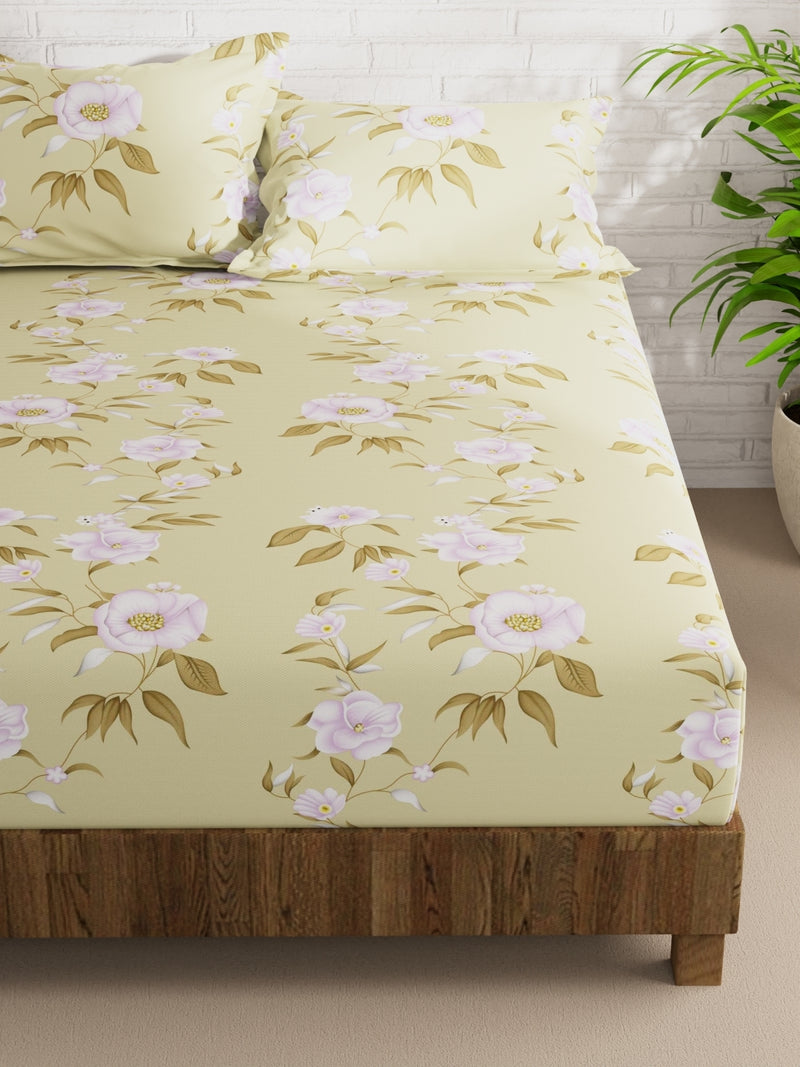 Extra Smooth Micro Double Bedsheet With 2 Pillow Covers <small> (floral-yellow)</small>