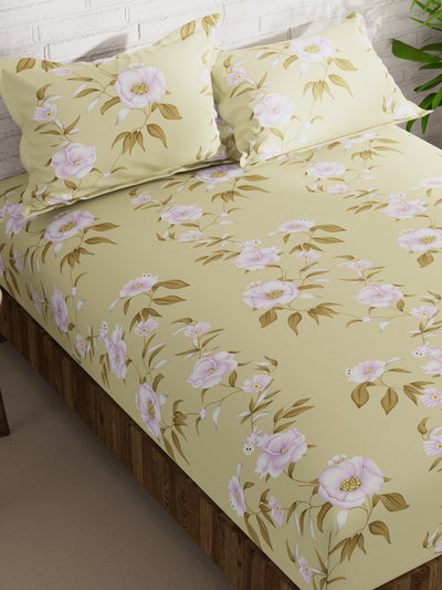 Extra Smooth Micro Double Bedsheet With 2 Pillow Covers <small> (floral-yellow)</small>