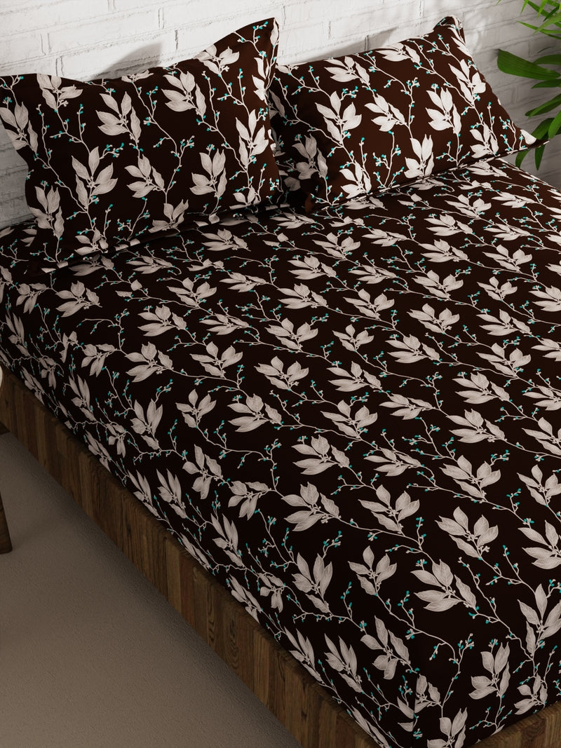 Extra Smooth Micro Double Bedsheet With 2 Pillow Covers <small> (floral-chocolate)</small>