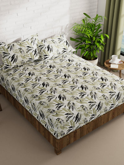 Extra Smooth Micro Double Bedsheet With 2 Pillow Covers <small> (floral-sage/black)</small>