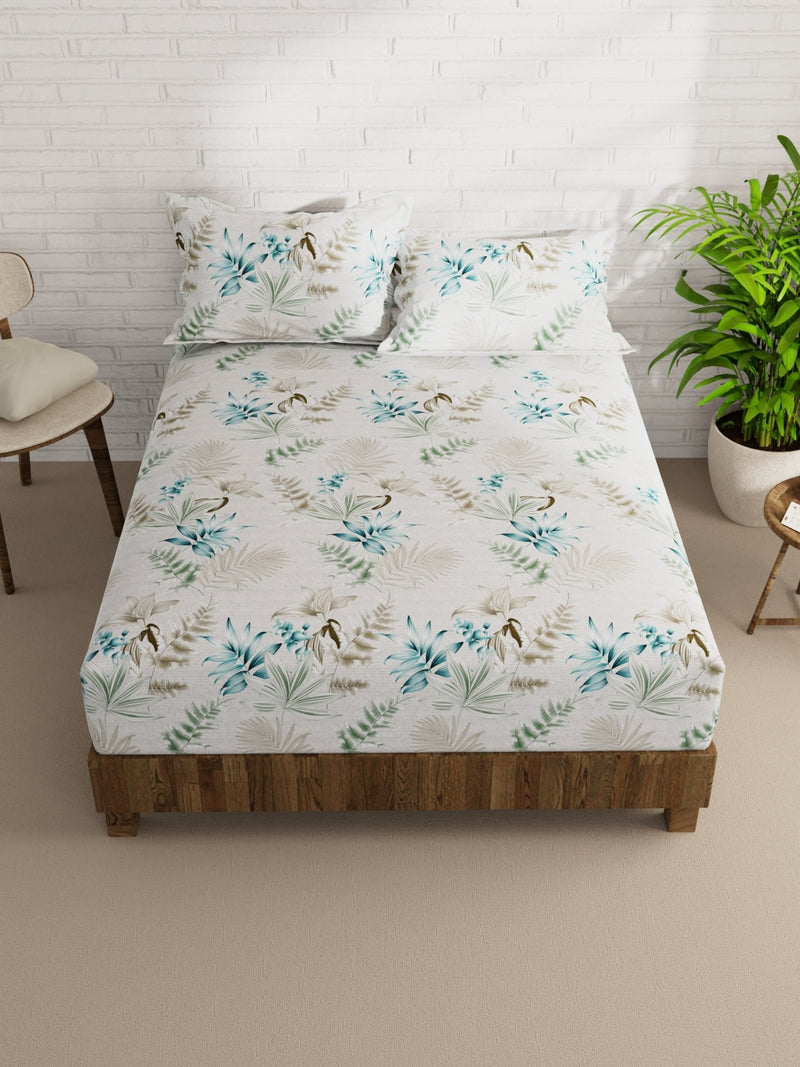 Extra Smooth Micro Double Bedsheet With 2 Pillow Covers <small> (floral-ivory/multi)</small>