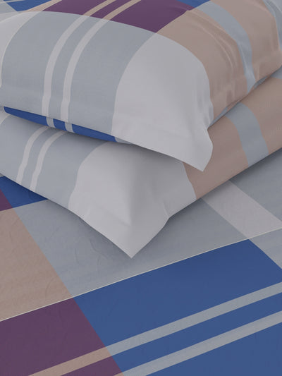 100% Premium Cotton King Bedsheet With 2 Pillow Covers <small> (checks-blue/red)</small>