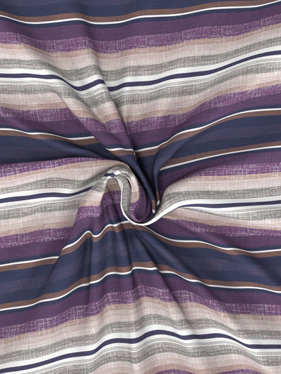 100% Premium Cotton Fitted King Bedsheet With Elastic Corners With 2 Pillow Covers <small> (stripe-purple/multi)</small>