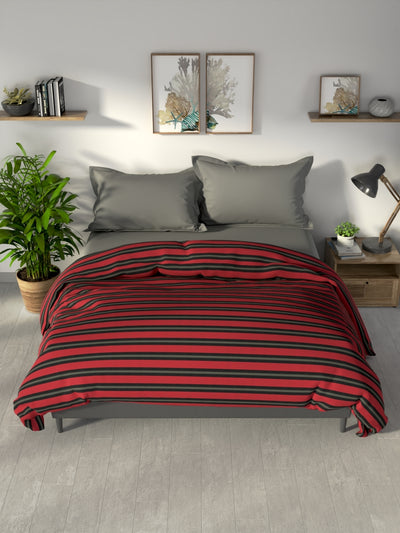 100% Premium Cotton Fabric Comforter For All Weather <small> (checks-rust/denim)</small>