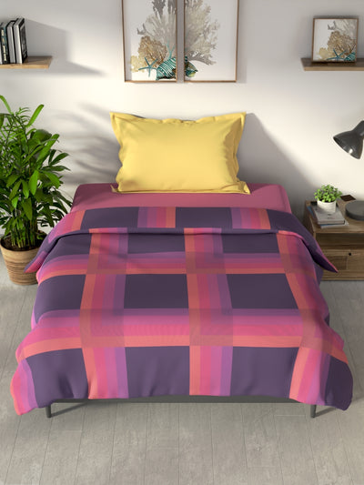 100% Premium Cotton Blanket With Pure Cotton Flannel Filling <small> (stripe-violet/coral)</small>