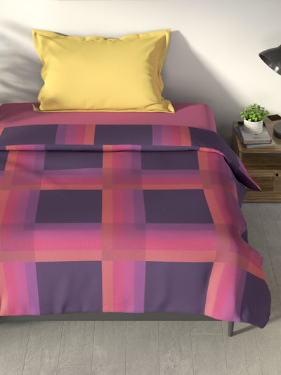 100% Premium Cotton Blanket With Pure Cotton Flannel Filling <small> (stripe-violet/coral)</small>