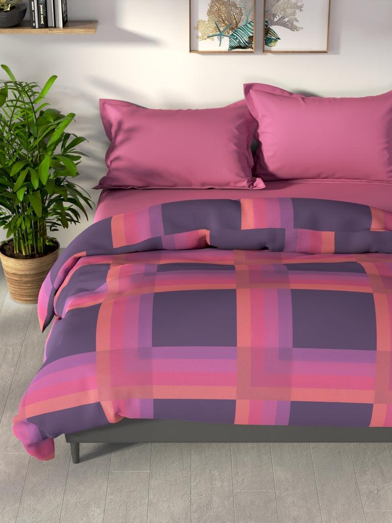 100% Premium Cotton Fabric Comforter For All Weather <small> (stripe-violet/coral)</small>