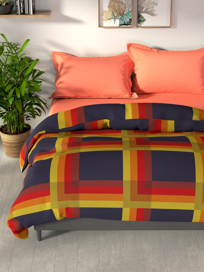 100% Premium Cotton Fabric Comforter For All Weather <small> (stripe-dk.purple/multi)</small>