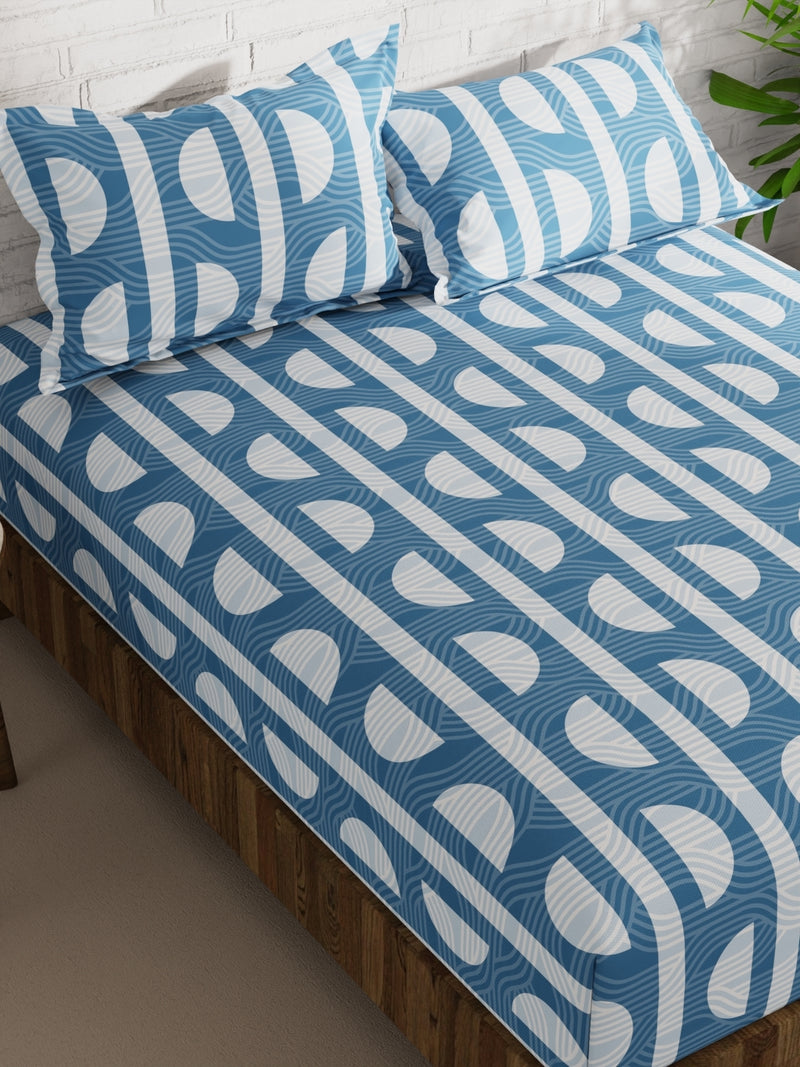 Extra Smooth Micro Double Bedsheet With 2 Pillow Covers <small> (geometrical-teal)</small>