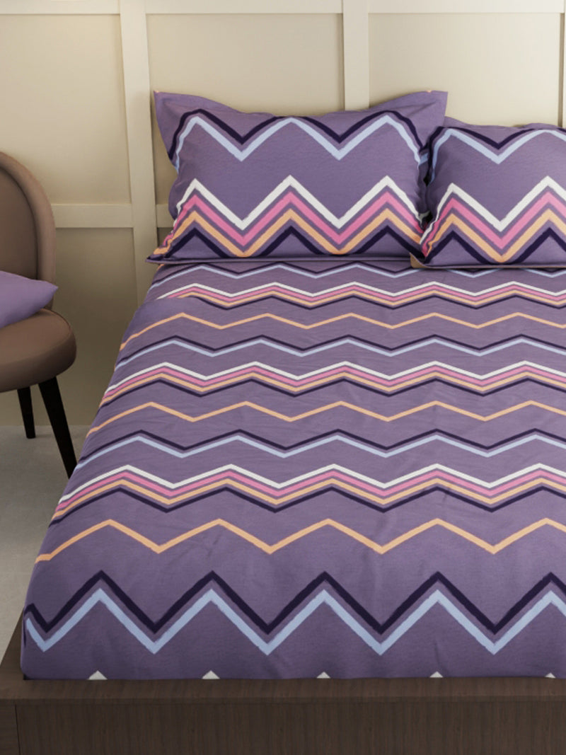 Extra Smooth Micro Double Bedsheet With 2 Pillow Covers <small> (geometrical-grape)</small>