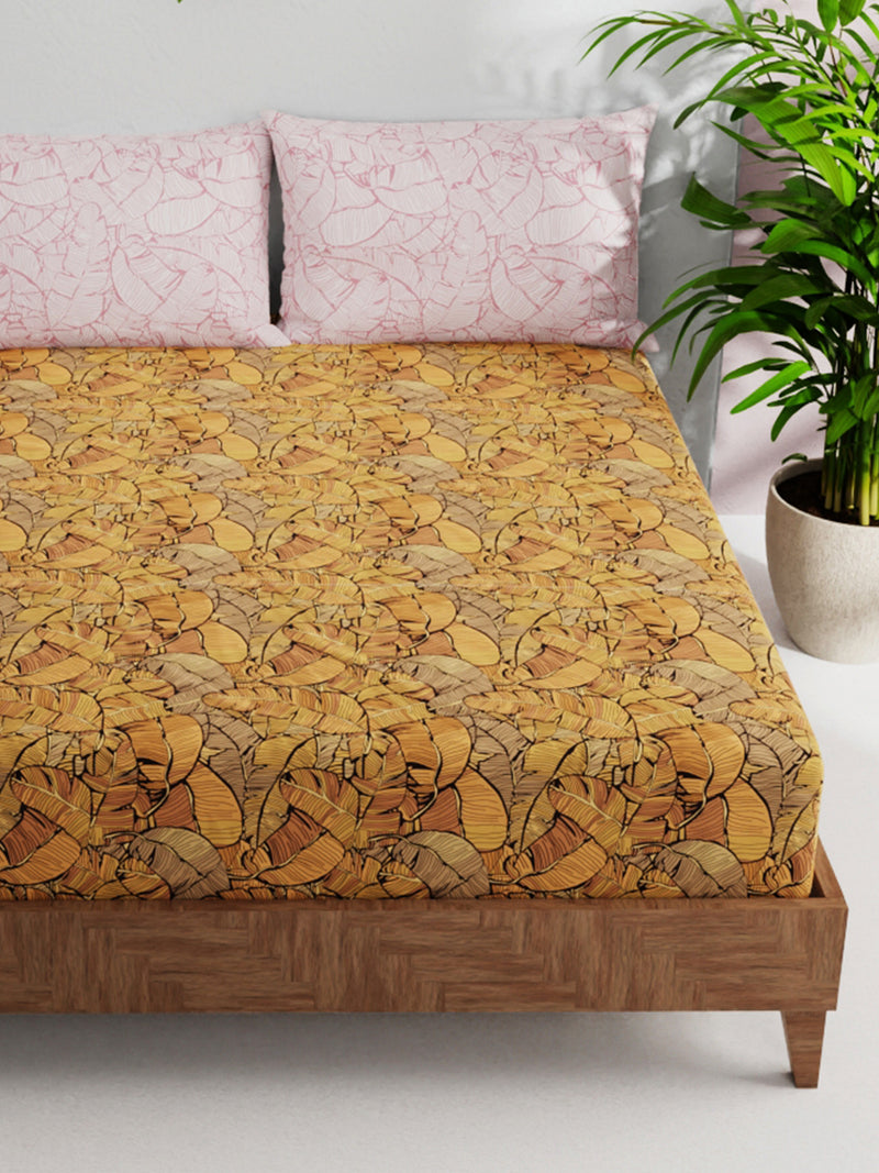 100% Pure Cotton Double Bedsheet With 2 Pillow Covers <small> (floral-orange/multi)</small>